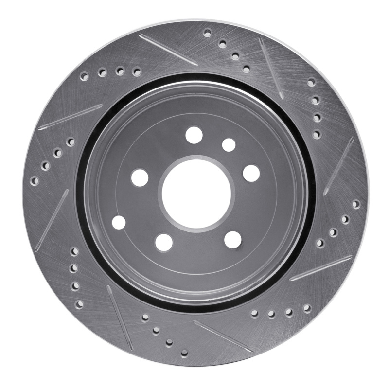 Land Rover LR2 Brake Rotor (1) - Rear Left - R1 Concepts - Drilled & Slotted - Silver - `08-`12